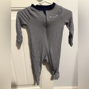 Nike Navy and White Striped Onesie 3m